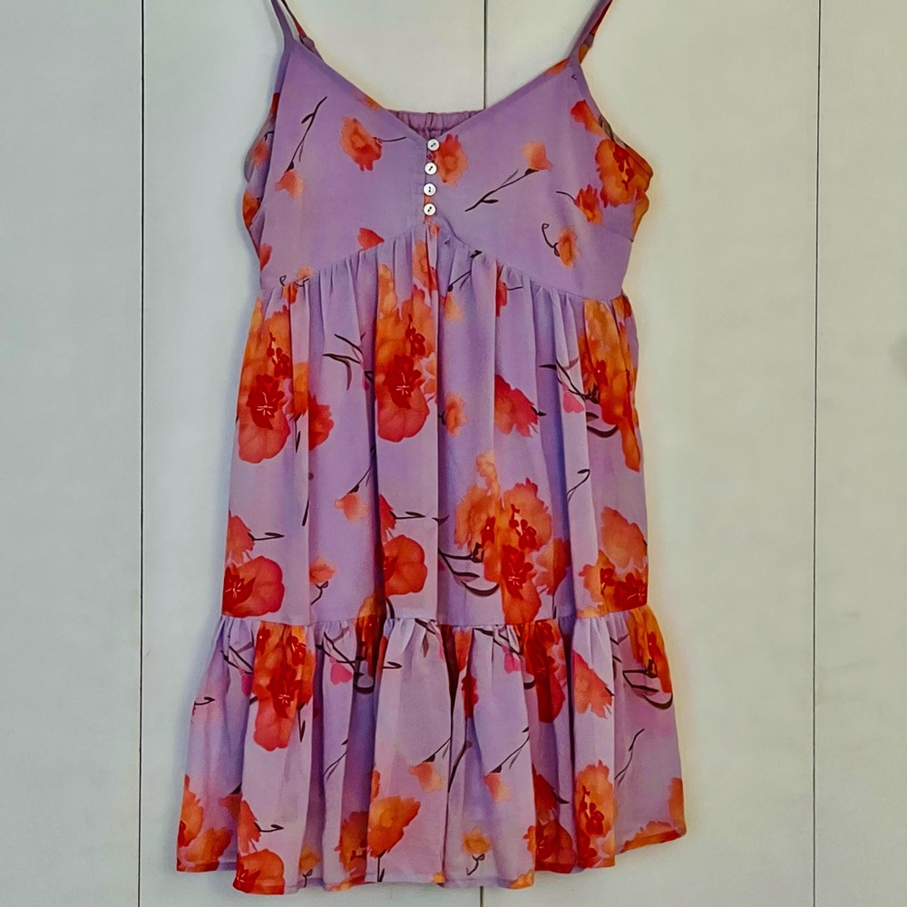 Pink Lily Lavender and Pink Floral Babydoll Style Dress